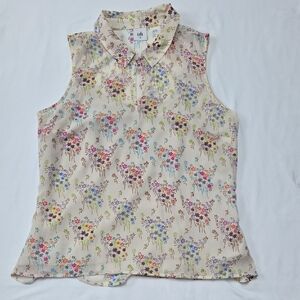 CAbi Multicolor Floral Sleeveless Blouse